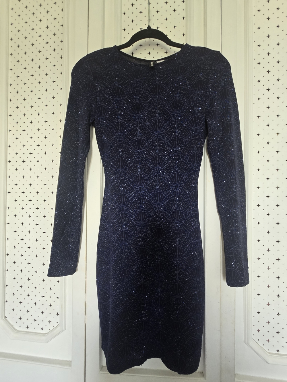 Sparkle Navy Long-Sleeve Sheath Dress